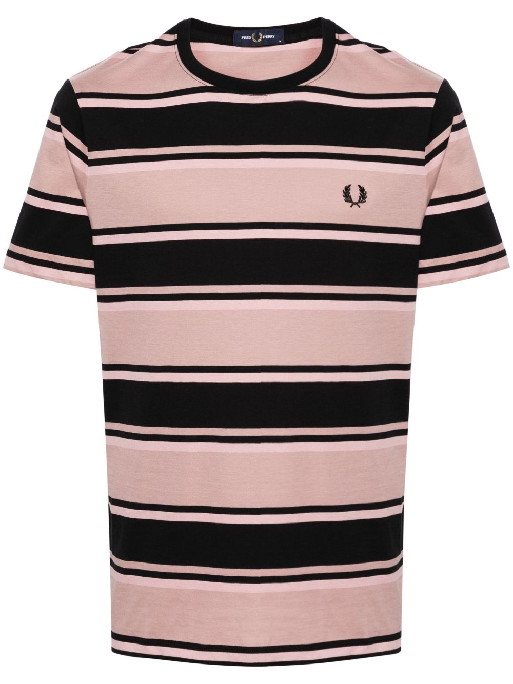 Fred Perry 条纹棉T恤 - 粉色
