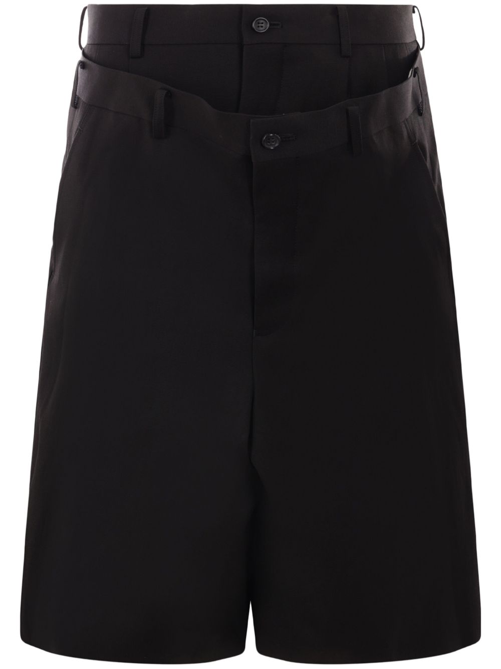 Comme des Garçons Homme Plus 分层式西装短裤 - 黑色