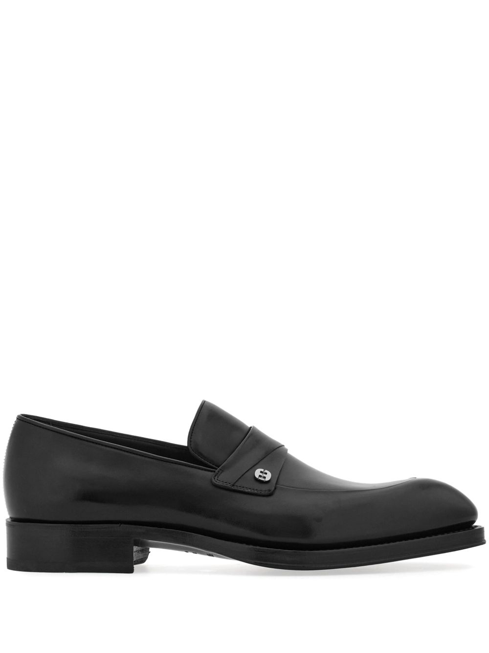 Ferragamo Tramezza 杏仁形鞋头皮质乐福鞋 - 黑色