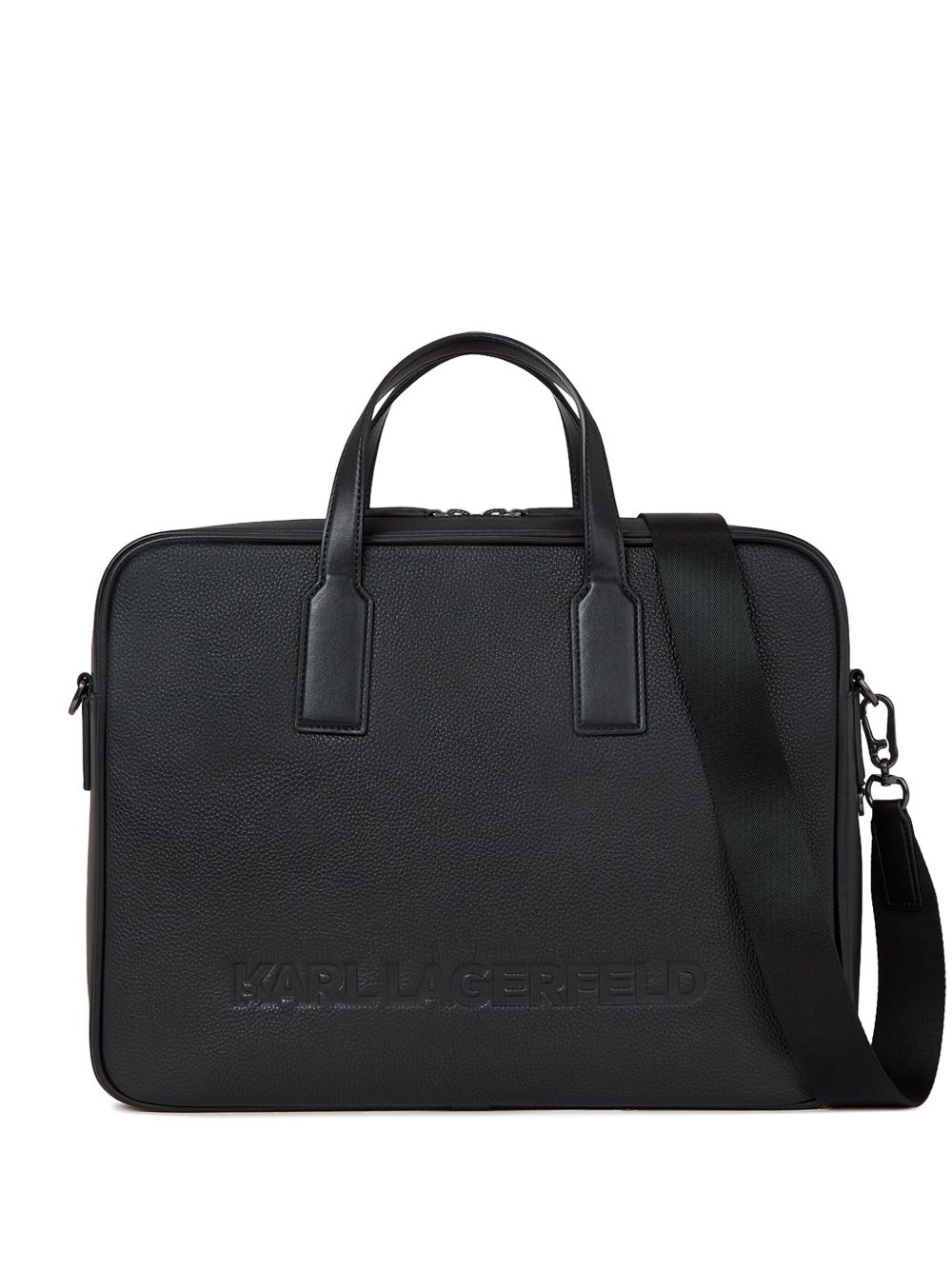 Karl Lagerfeld Essential 皮质公文包 - 黑色