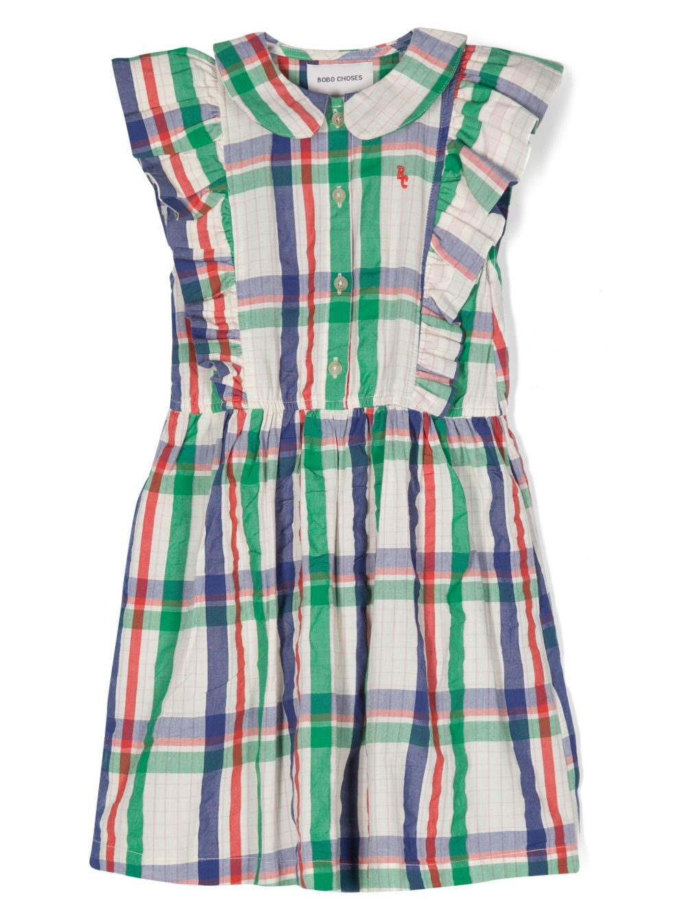 Bobo Choses Madras Check 荷叶边连衣裙 - 中性色