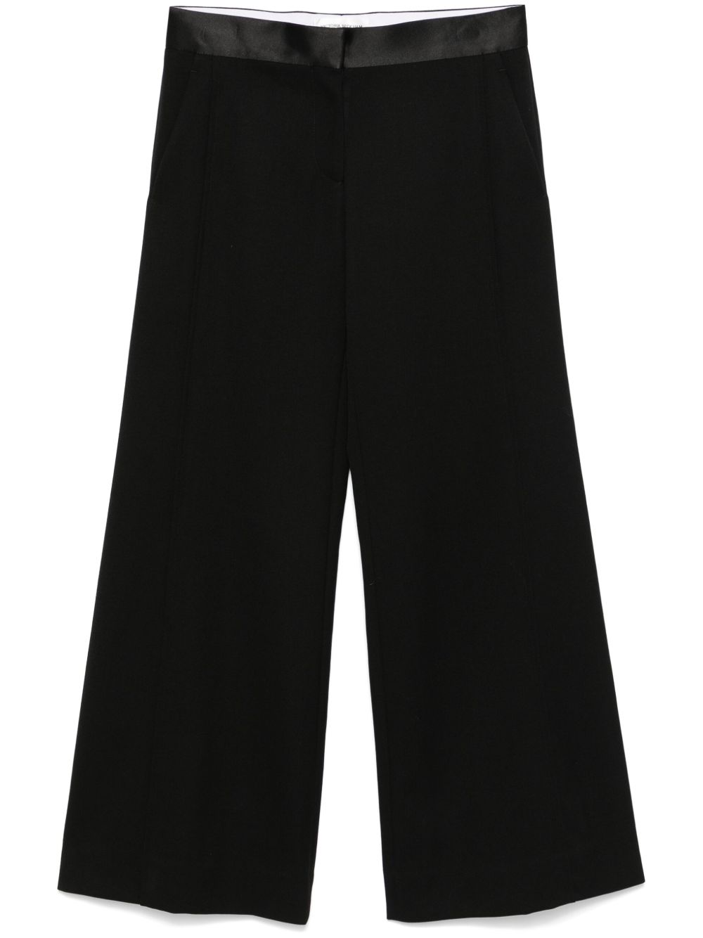 Victoria Beckham 缎面边饰长裤 - 黑色