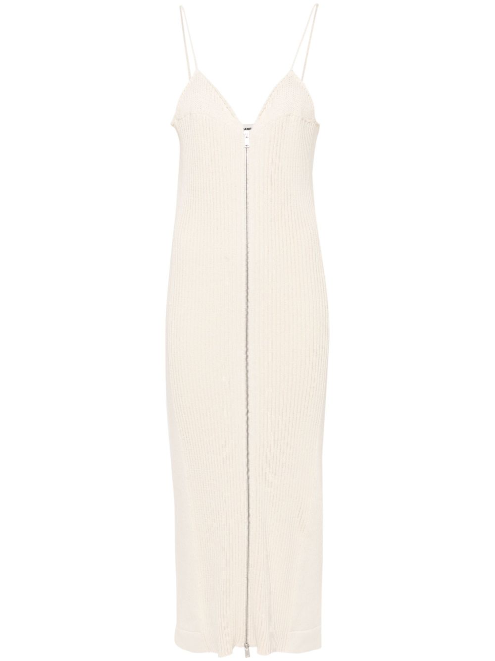 Jil Sander 罗纹针织棉超长连衣裙 - 中性色