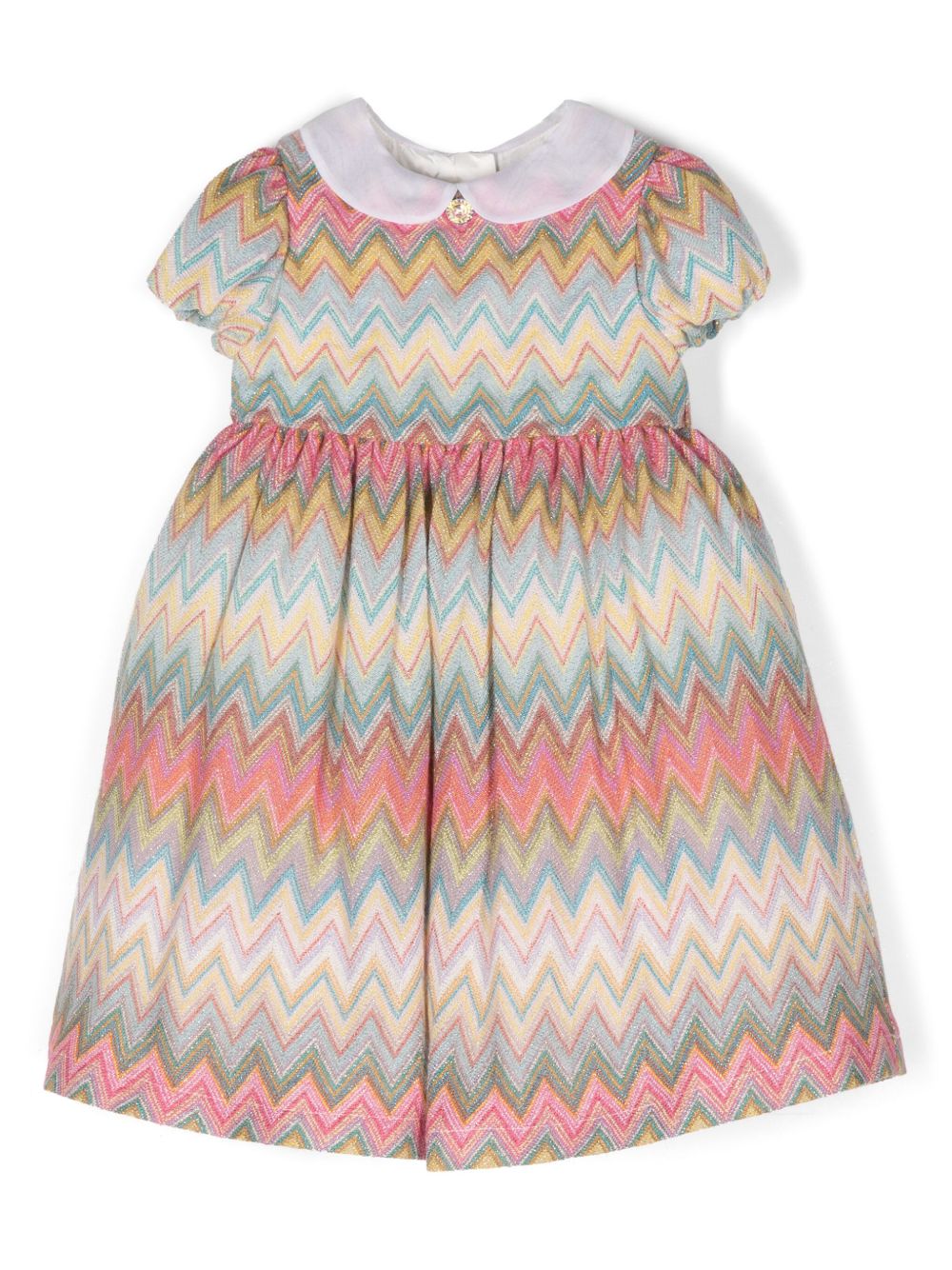 Missoni Kids Z字形图案连衣裙 - 粉色