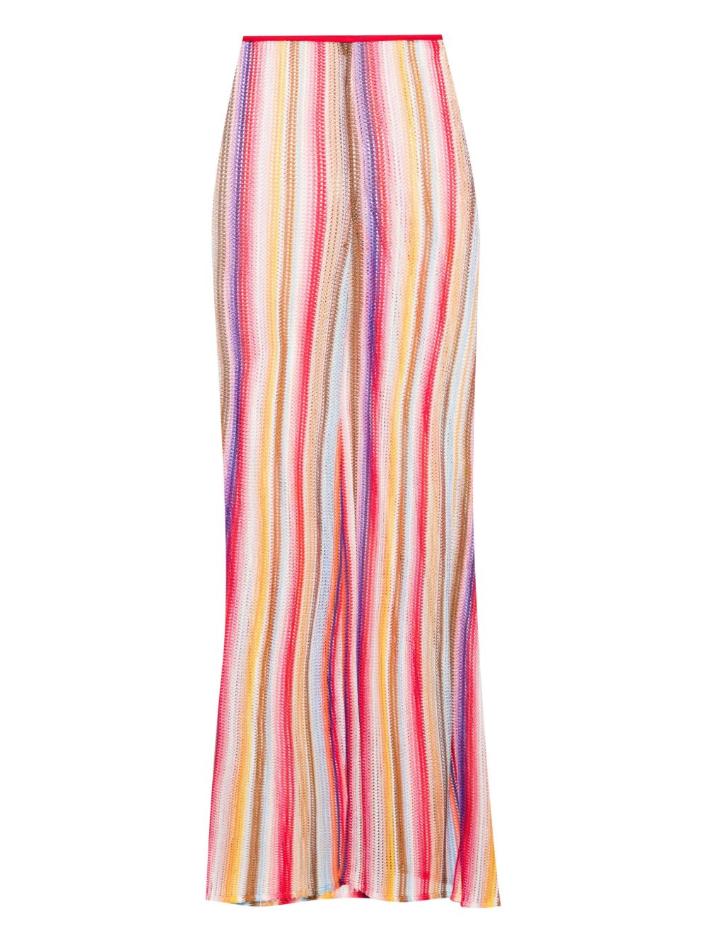 Missoni 条纹钩编针织喇叭裤 - 红色