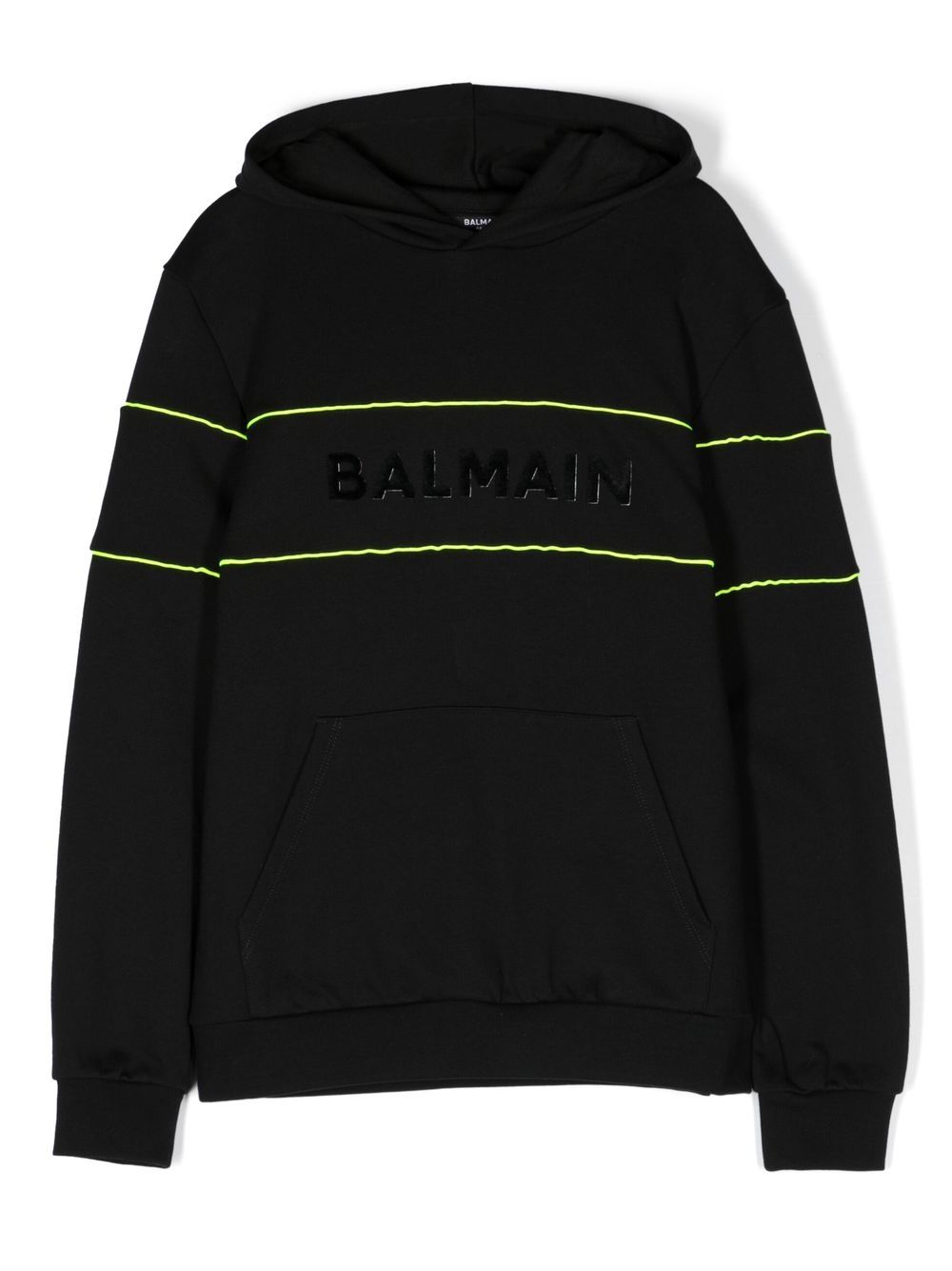 Balmain Kids 标贴长袖连帽衫 - 黑色