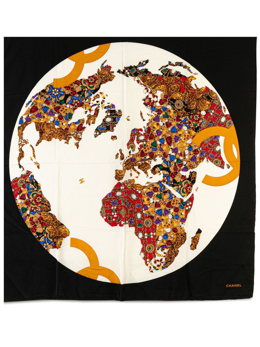 CHANEL Pre-Owned Gripoix Globe 真丝围巾（1900年代典藏款） - 白色