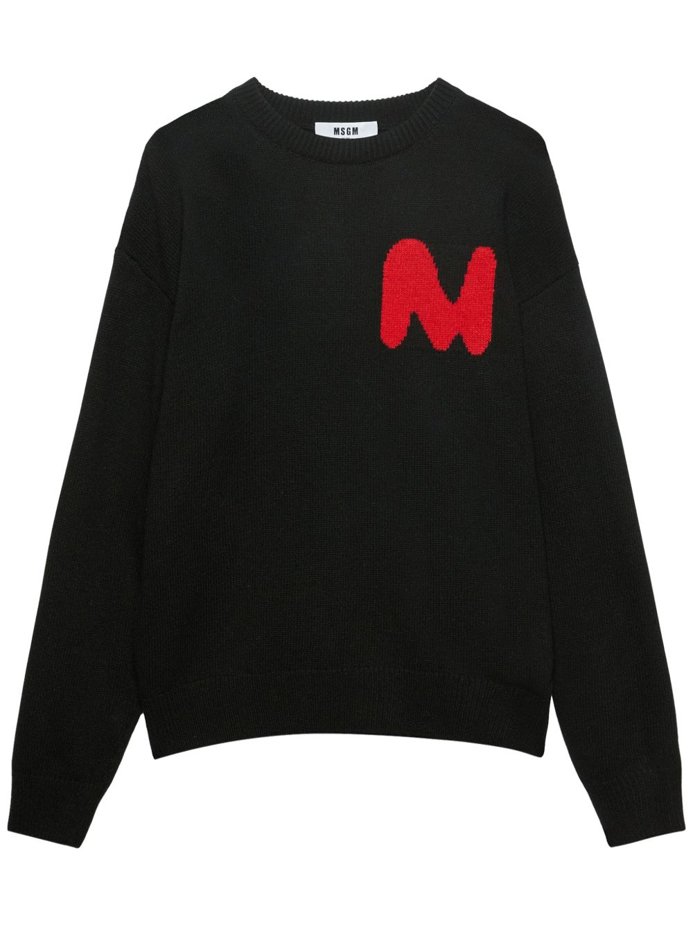 MSGM logo刺绣针织毛衣 - 黑色