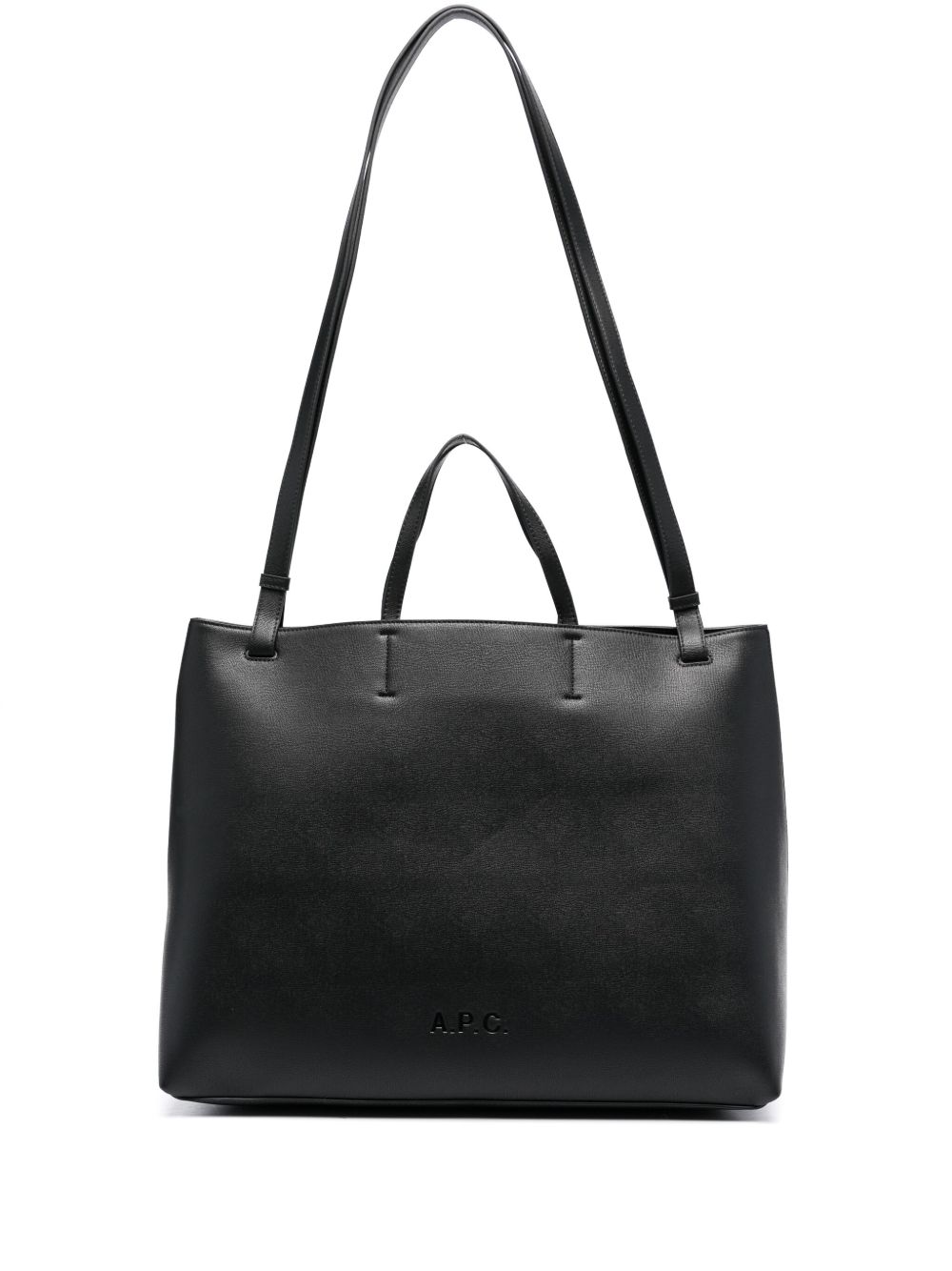 A.P.C. 凹面压花logo大号两用手提包 - 黑色
