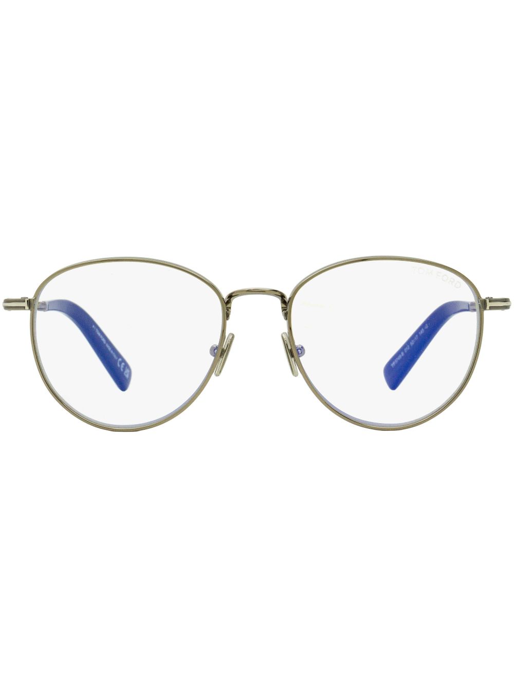 TOM FORD Eyewear Blue Block 圆框眼镜 - 银色