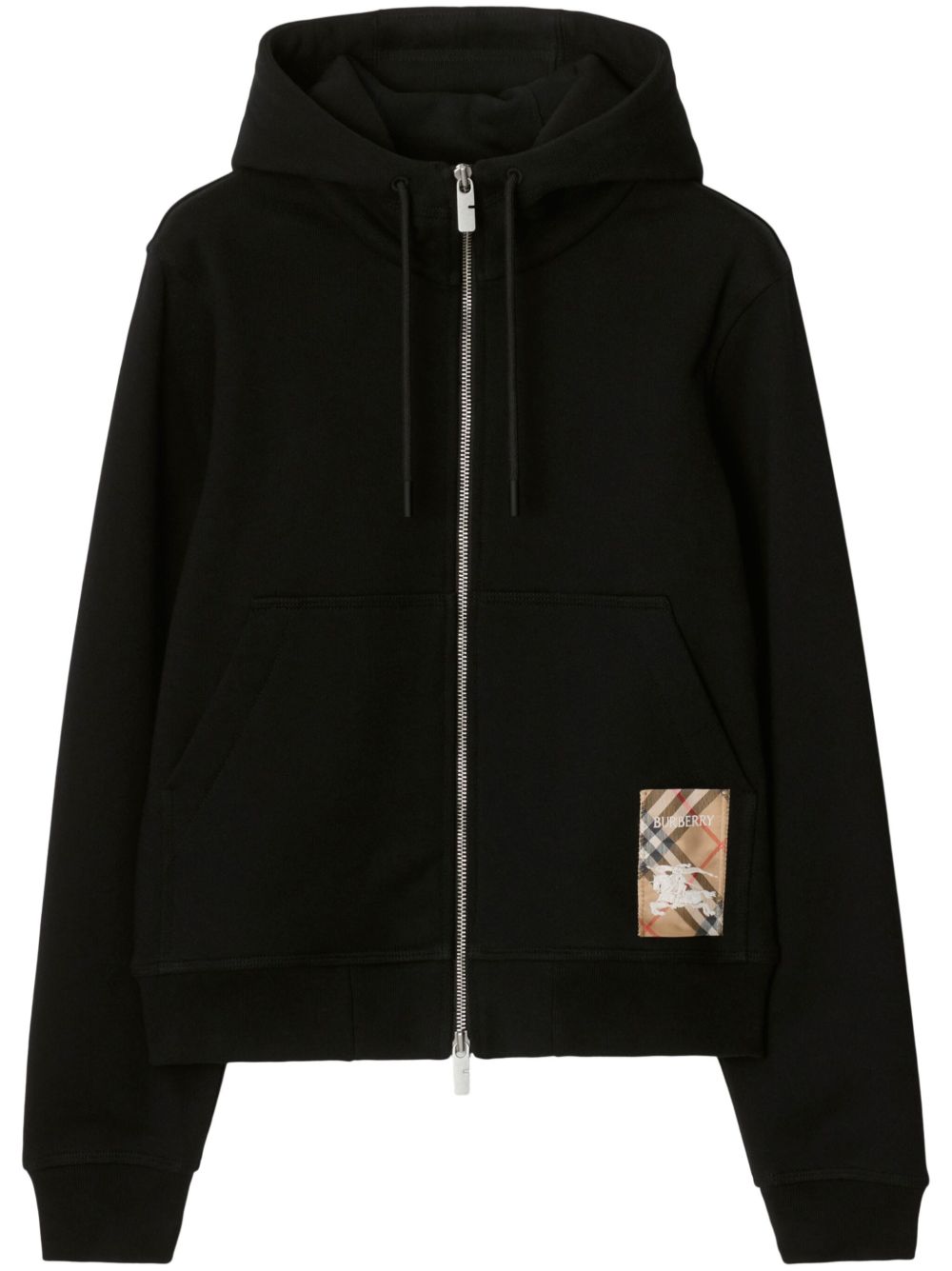 Burberry Check Label 连帽衫 - 黑色