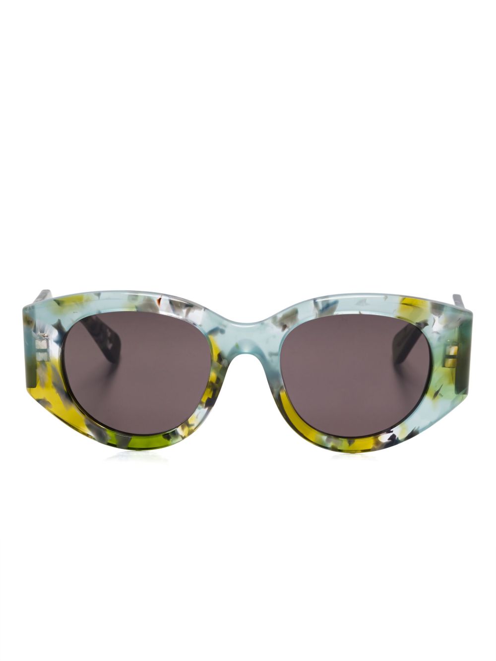 Chloé Eyewear 大理石纹太阳眼镜 - 绿色