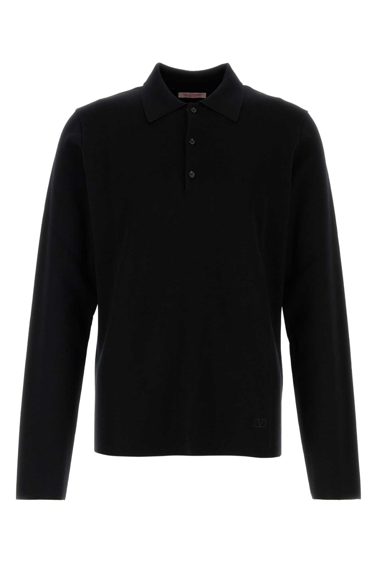 Valentino Garavani 黑色羊毛Polo衫