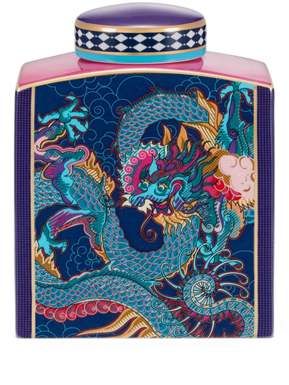 Shanghai Tang Vivid Dragon Fine 小号骨瓷罐 - 紫色