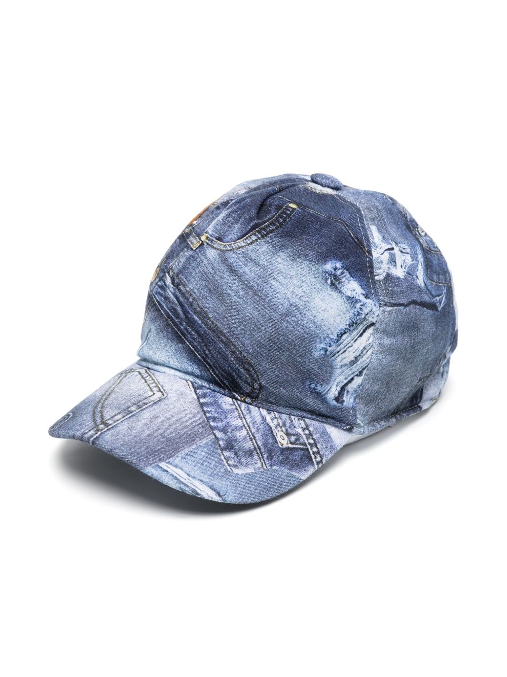 Chiara Ferragni Kids 牛仔印花棉棒球帽 - 蓝色