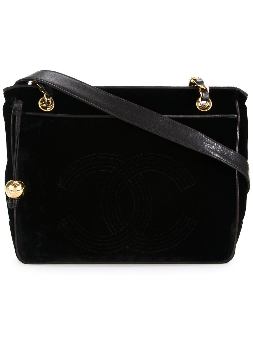 CHANEL Pre-Owned 古着丝绒单肩包 - 黑色
