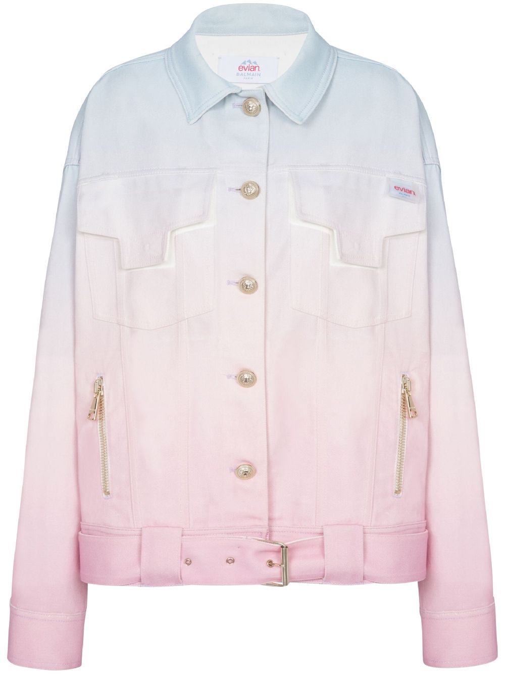 Balmain x Evian 渐色效果牛仔夹克 - 白色