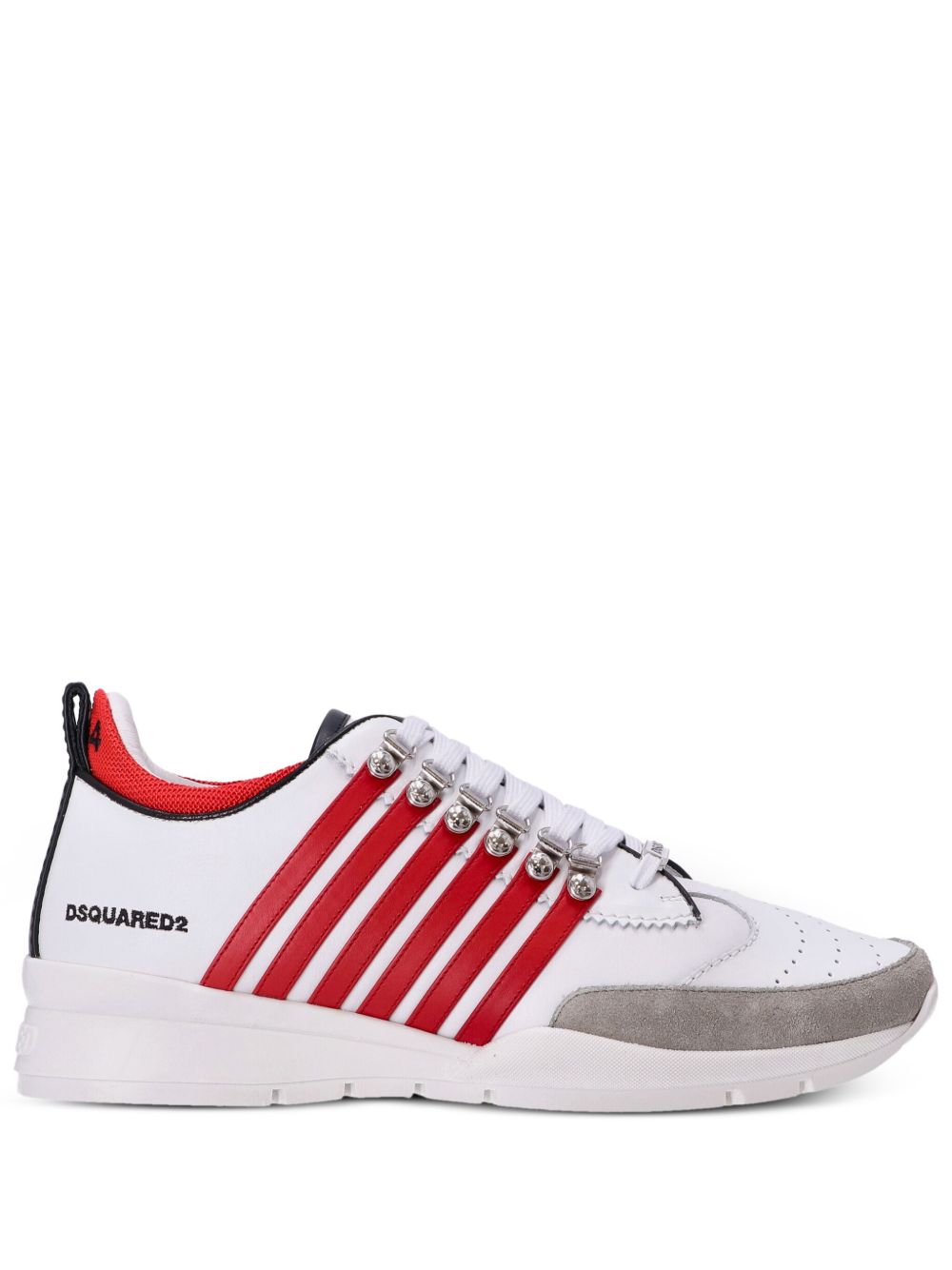 DSQUARED2 Legendary 条纹皮质运动鞋 - 白色