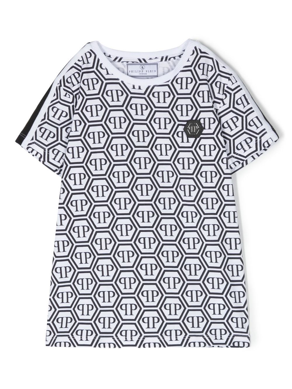 Philipp Plein Junior 大面积logo印花T恤 - 白色