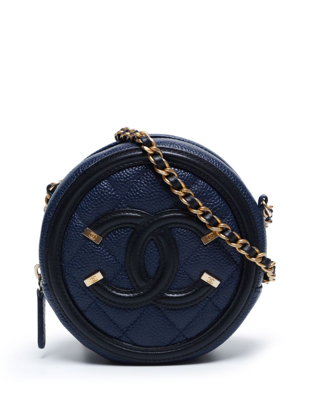 CHANEL Pre-Owned Filigree 迷你单肩包（2018-2019年典藏款） - 蓝色