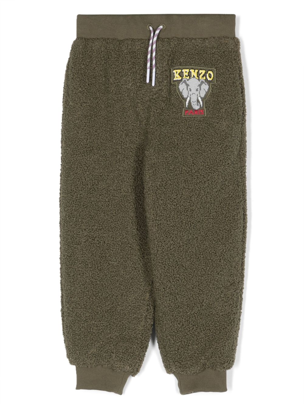Kenzo Kids 标贴抽绳抓绒运动裤 - 绿色