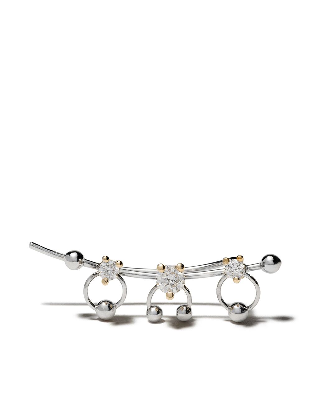 Delfina Delettrez Two In One 18k黄白金钻石耳钉 - 金色