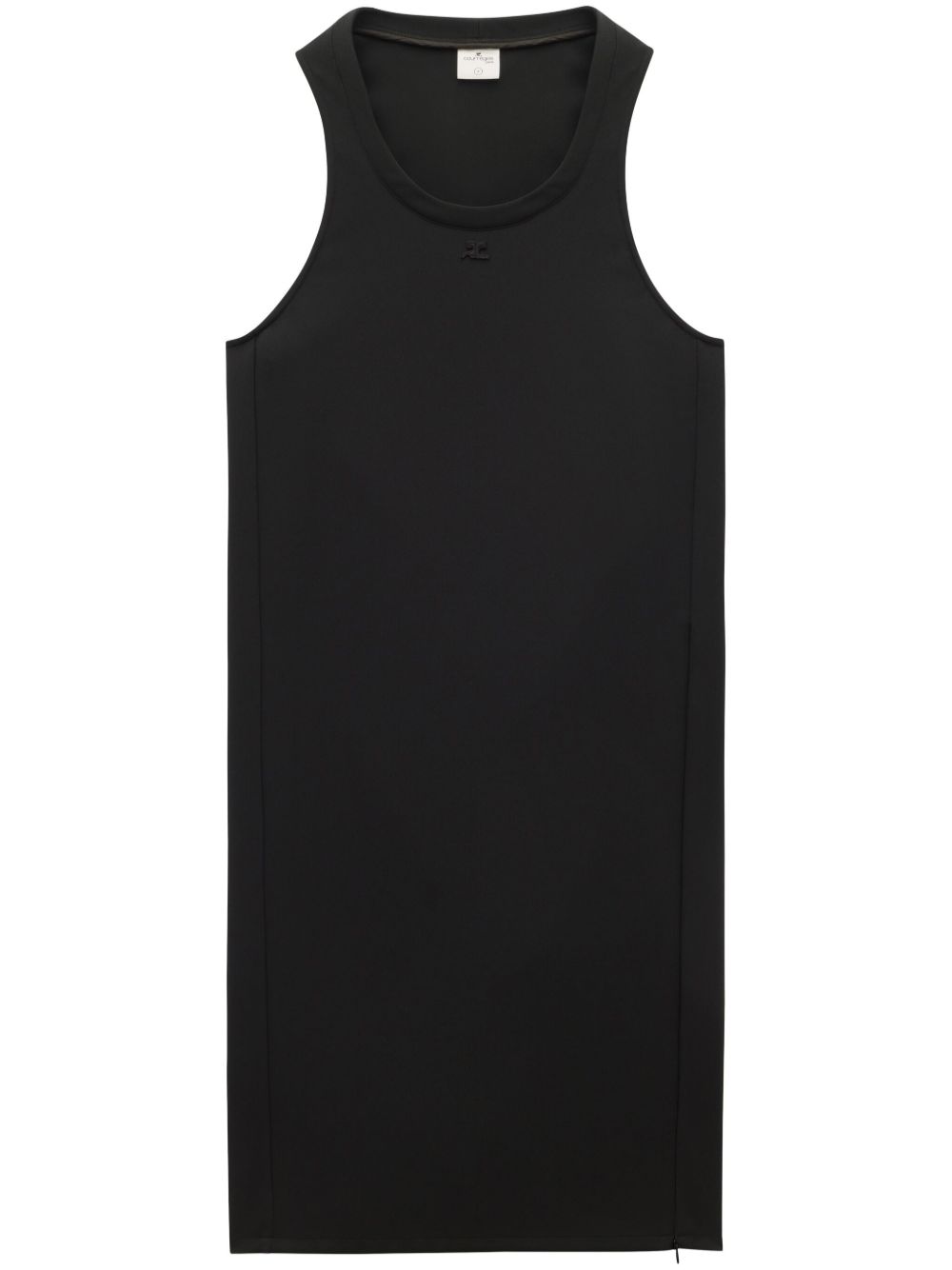 Courrèges logo贴花斜纹布中长连衣裙 - 黑色