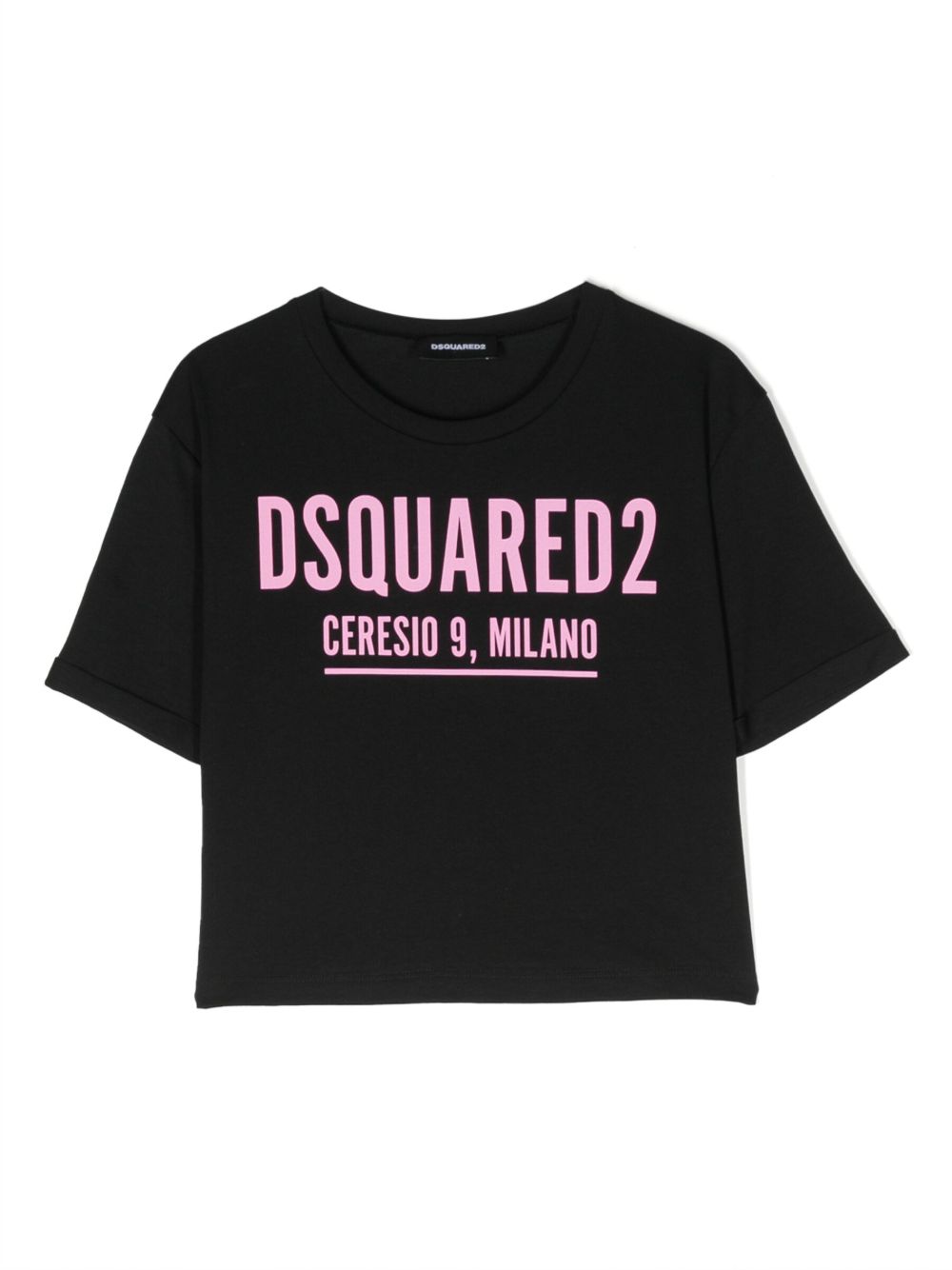 DSQUARED2 KIDS logo印花棉T恤 - 黑色
