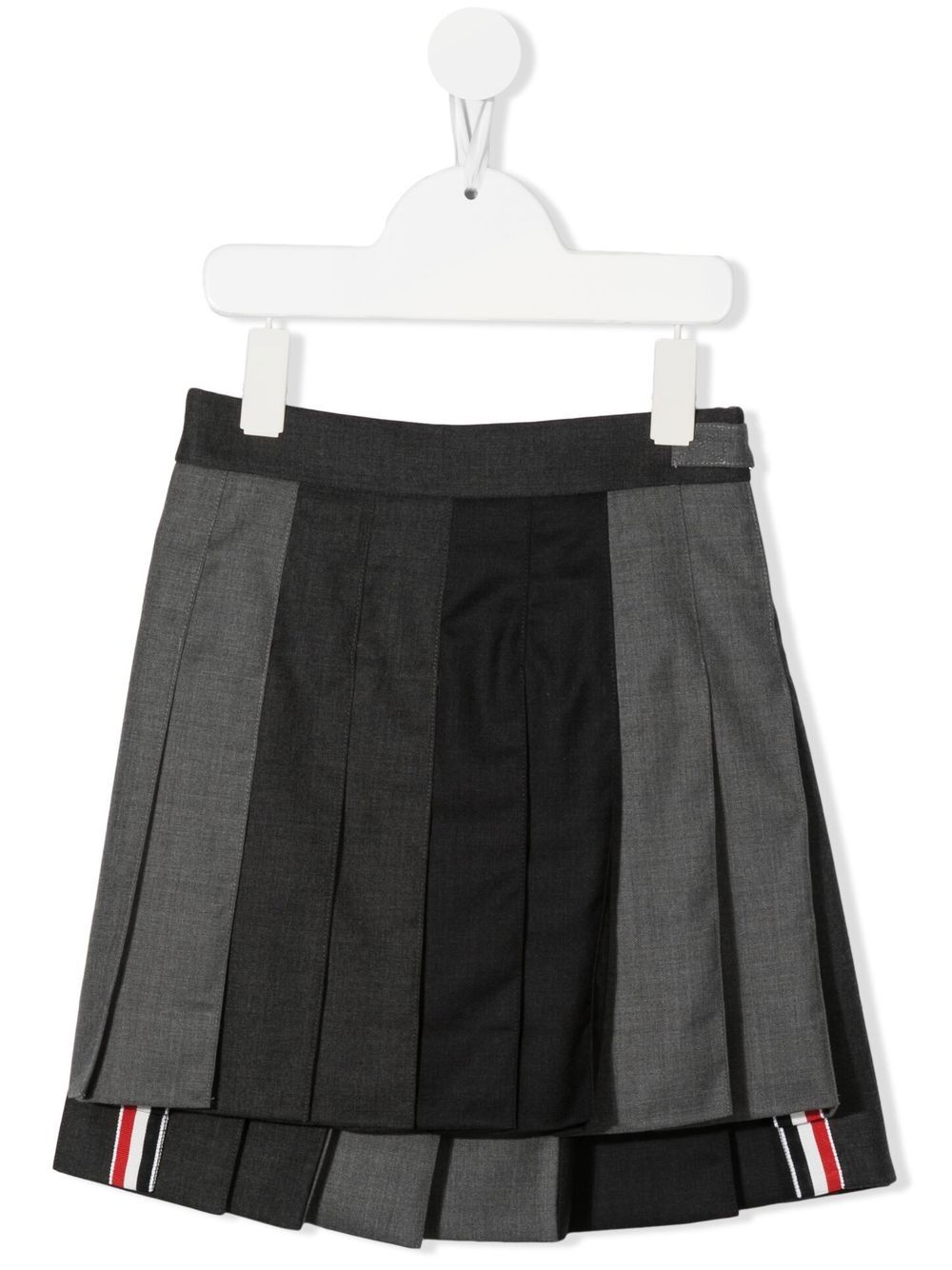 Thom Browne Kids 拼色百褶半身裙 - 灰色