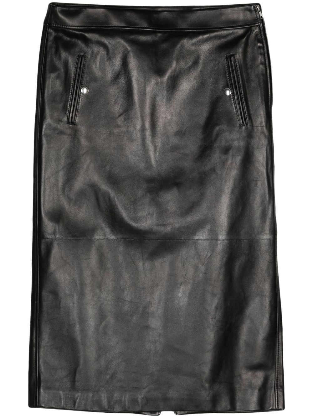 Alexander McQueen 低腰皮质半身裙 - 黑色