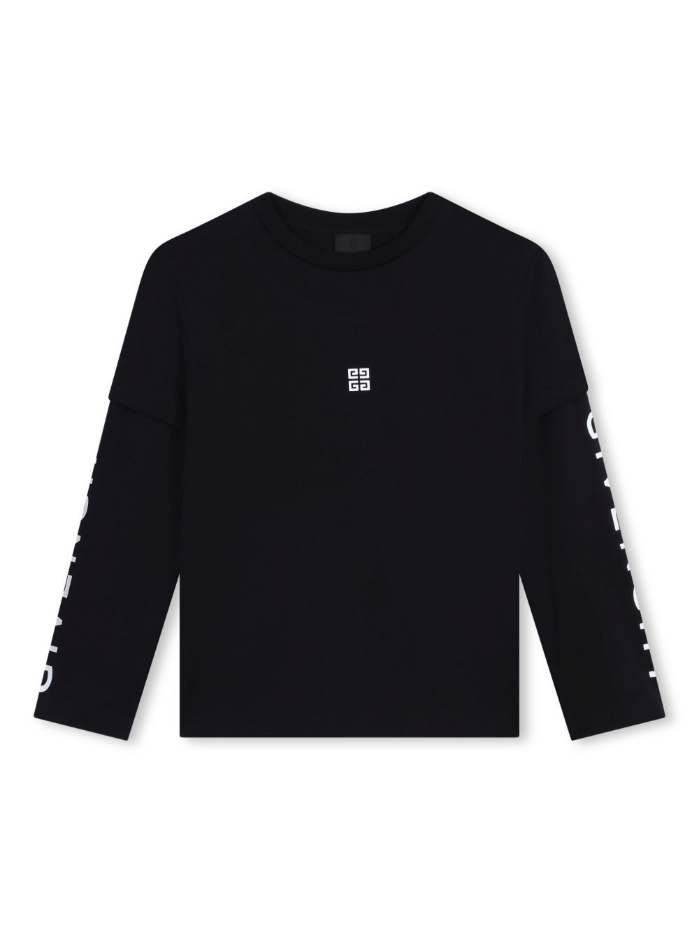 Givenchy Kids logo印花长袖T恤 - 黑色