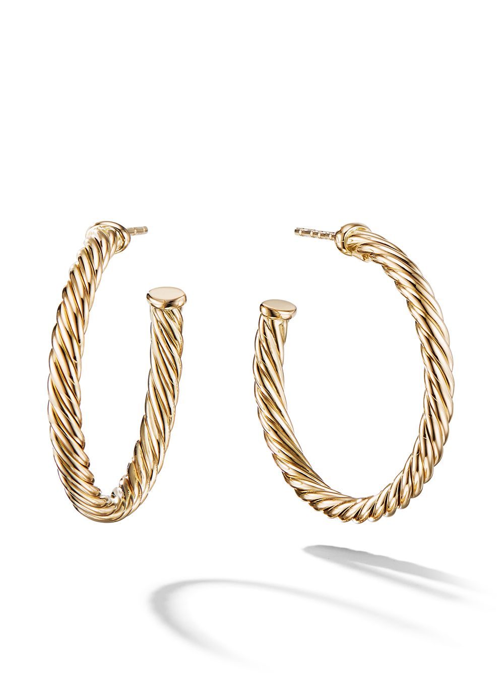 David Yurman 18K黄金 Cablespira 圈形耳环 - 金色