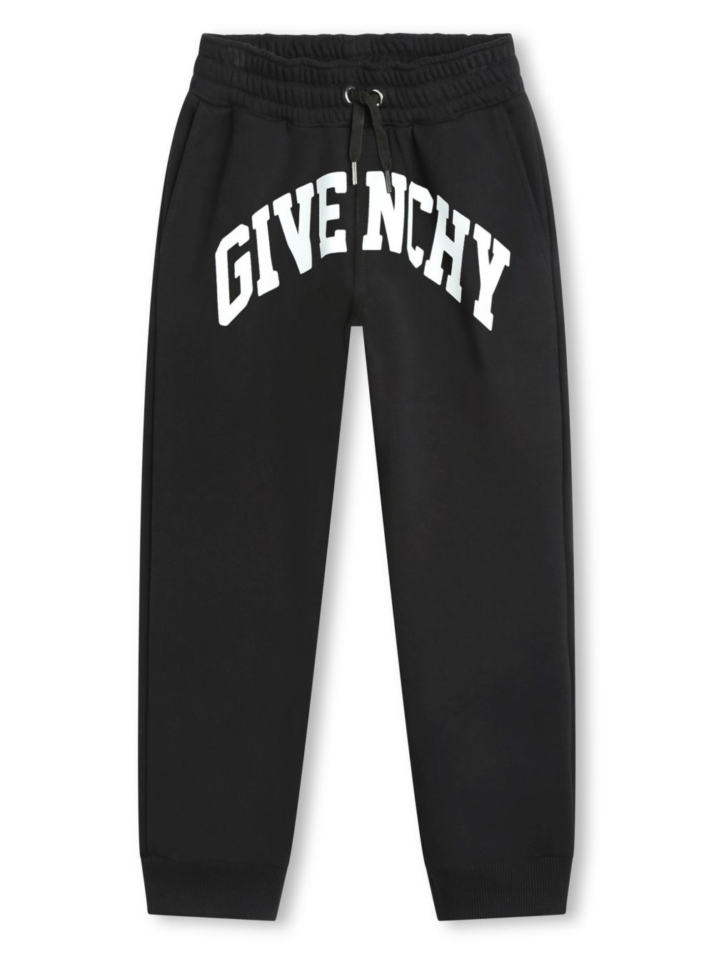 Givenchy Kids logo印花锥形运动裤 - 黑色