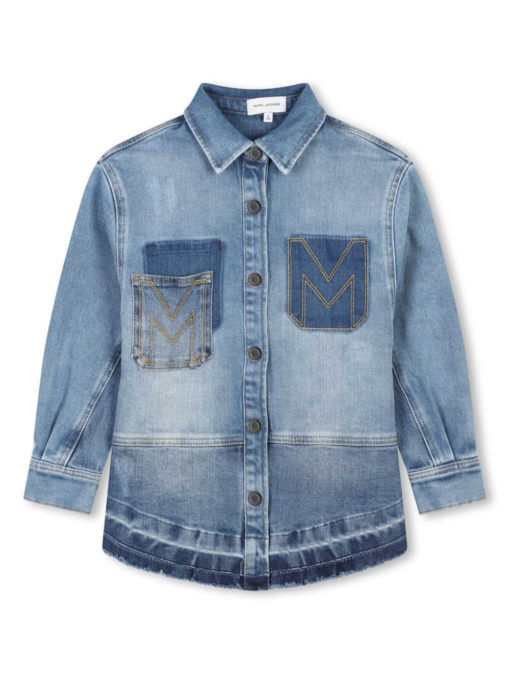 Marc Jacobs Kids 拼贴设计牛仔衬衫 - 蓝色