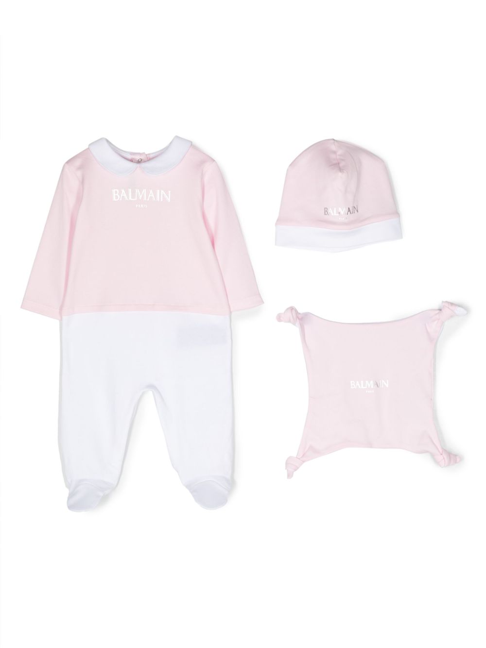 Balmain Kids logo印花连体衣礼品套装 - 粉色