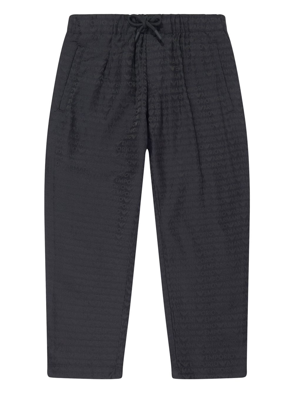 Emporio Armani Kids logo图案印花长裤 - 蓝色