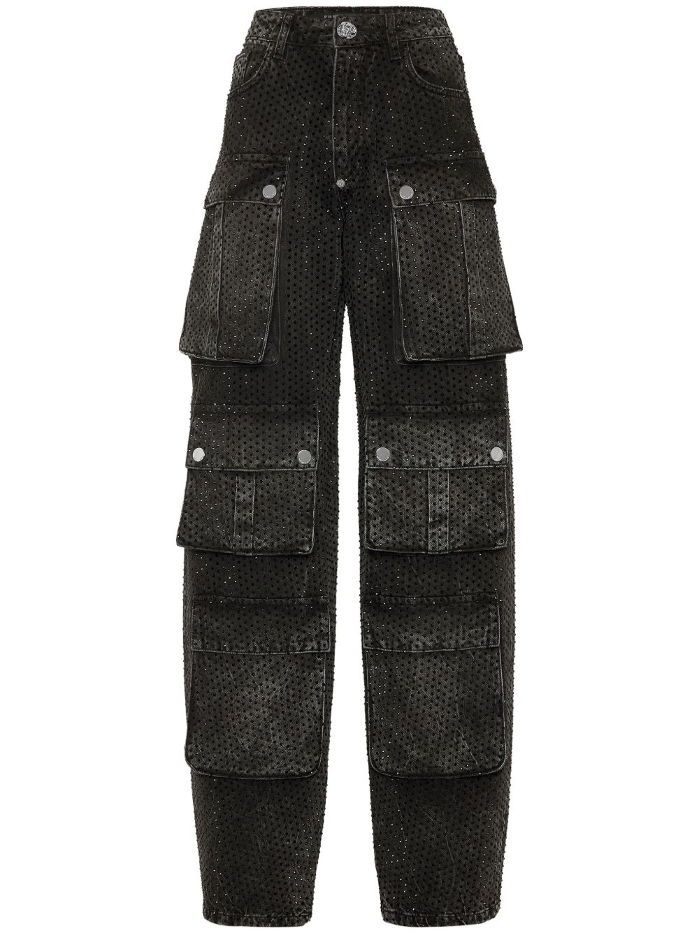 Philipp Plein 缀饰工装牛仔裤 - 黑色