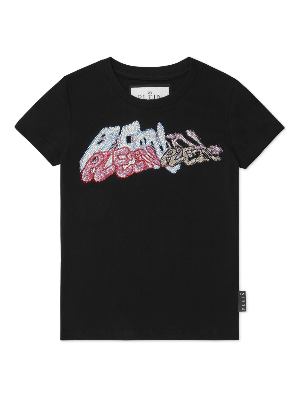 Philipp Plein Junior 晶饰棉T恤 - 黑色