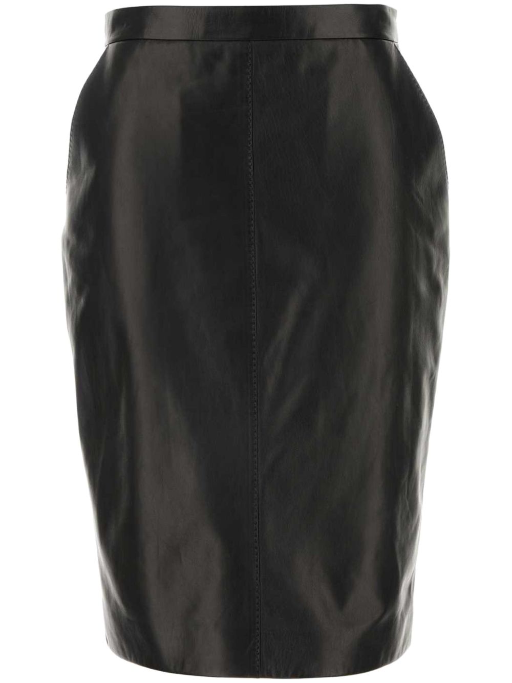 Saint Laurent 皮质铅笔半身裙 - 黑色