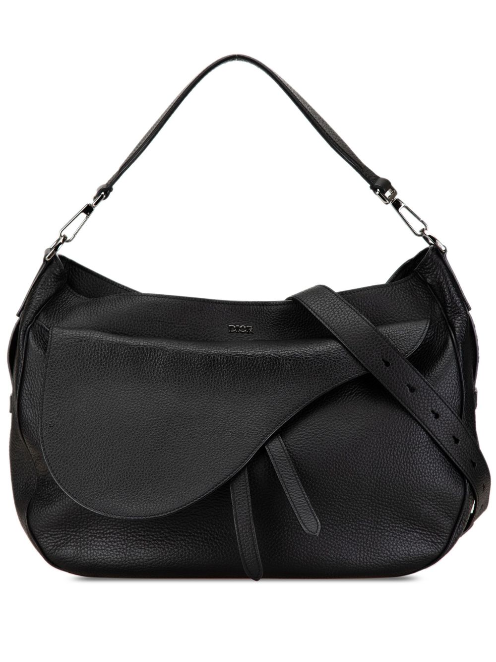 Christian Dior Pre-Owned Saddle Soft 粒面小牛皮斜挎包（2020年典藏款） - 黑色