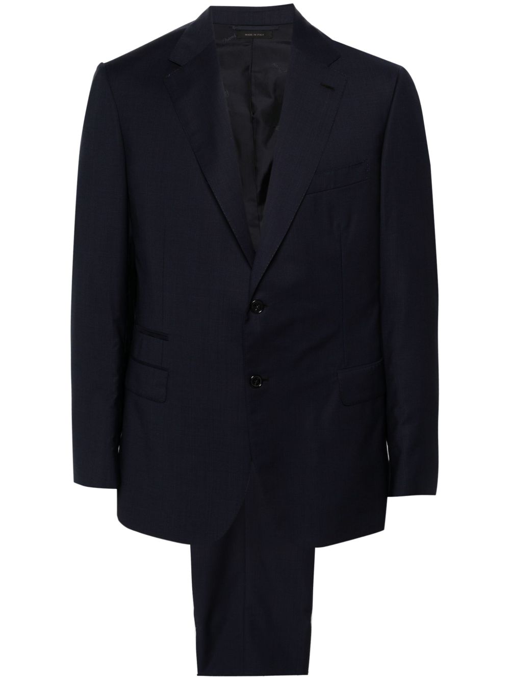 Brioni 格纹羊毛单排扣西装套装 - 蓝色
