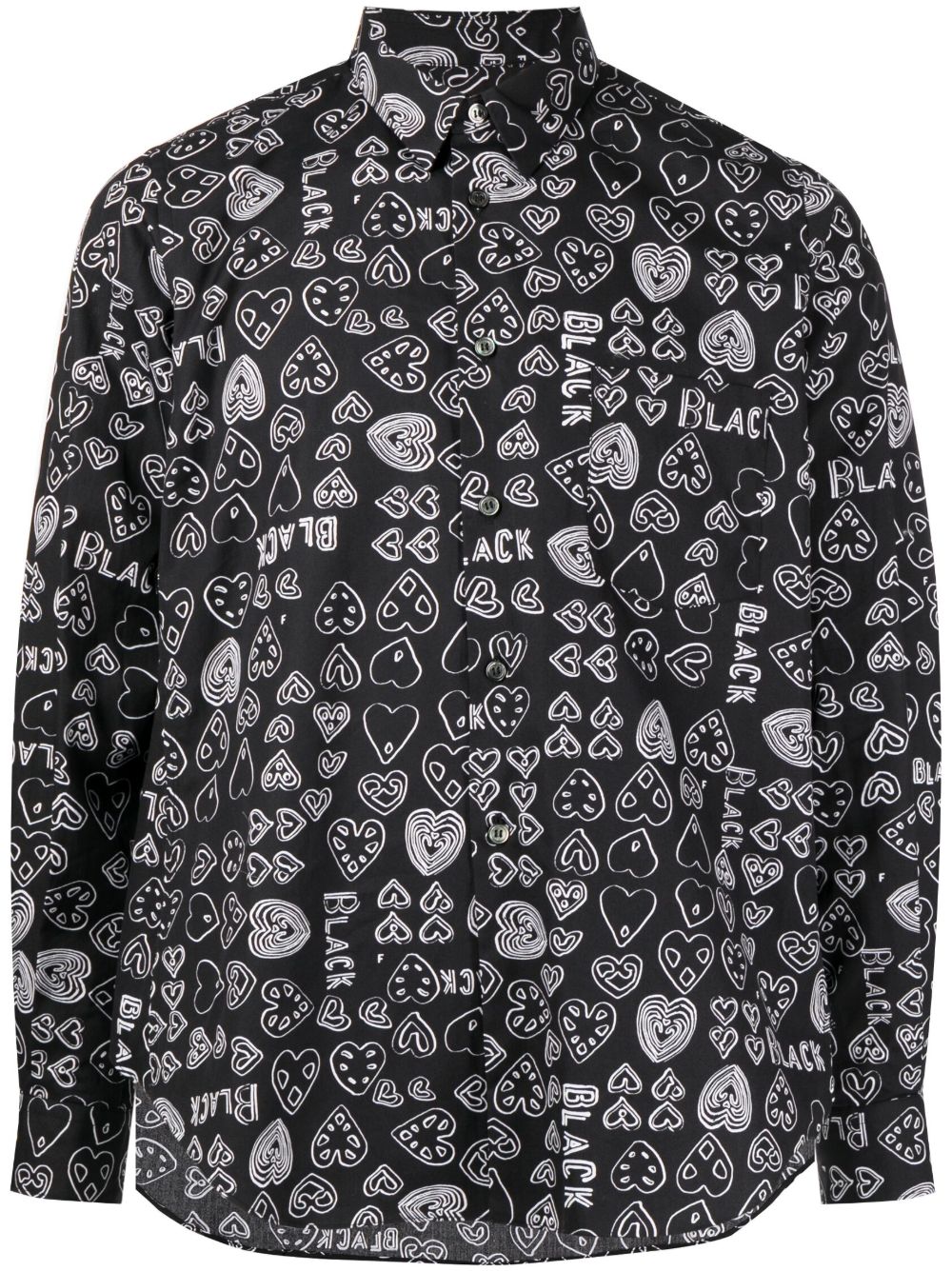 Black Comme Des Garçons 爱心印花棉衬衫 - 黑色