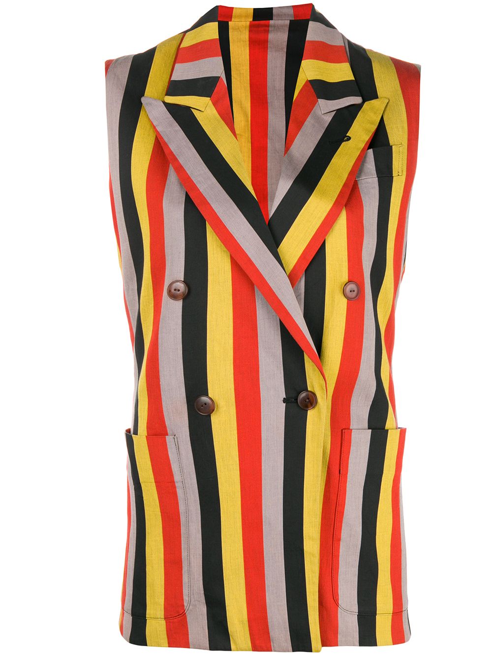 Jean Paul Gaultier Pre-Owned 古着条纹双排扣西式马甲 - 黄色