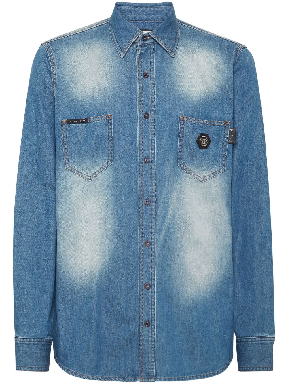 Philipp Plein 骷髅头贴花衬衫 - 蓝色