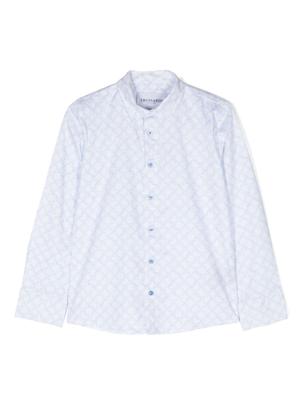 TRUSSARDI JUNIOR 经典logo印花棉衬衫 - 白色