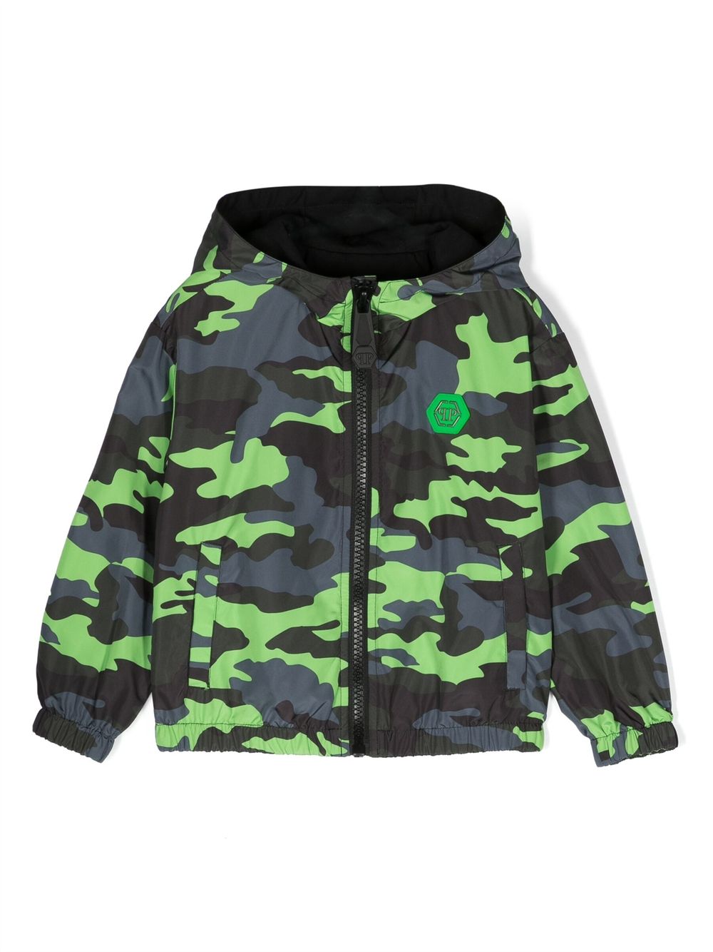 Philipp Plein Junior 骷髅头印花长袖夹克 - 绿色