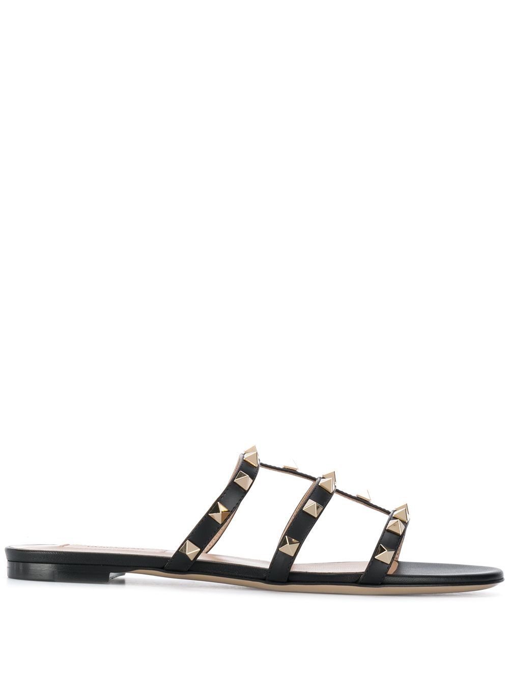 Valentino Garavani Rockstud 平底皮质凉鞋 - 黑色