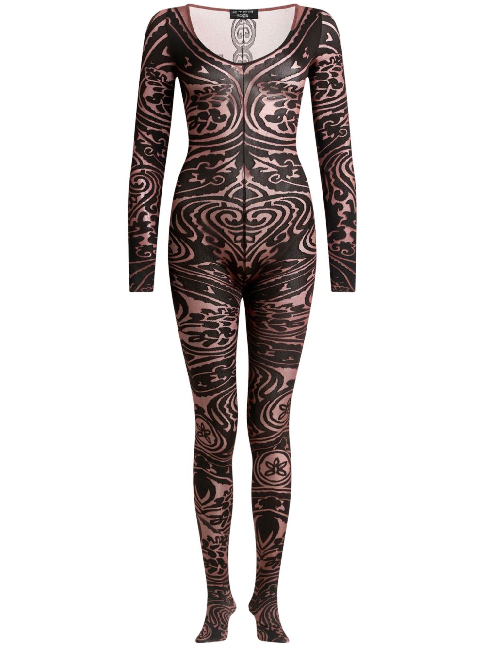 ETRO Paisley Tattoo 连体紧身衣 - 红色