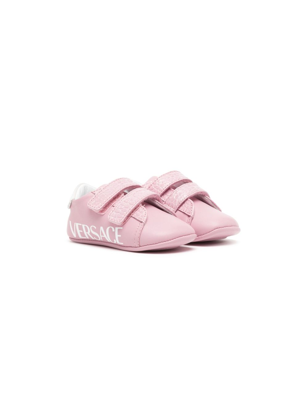 Versace Kids logo印花魔术贴运动鞋 - 粉色