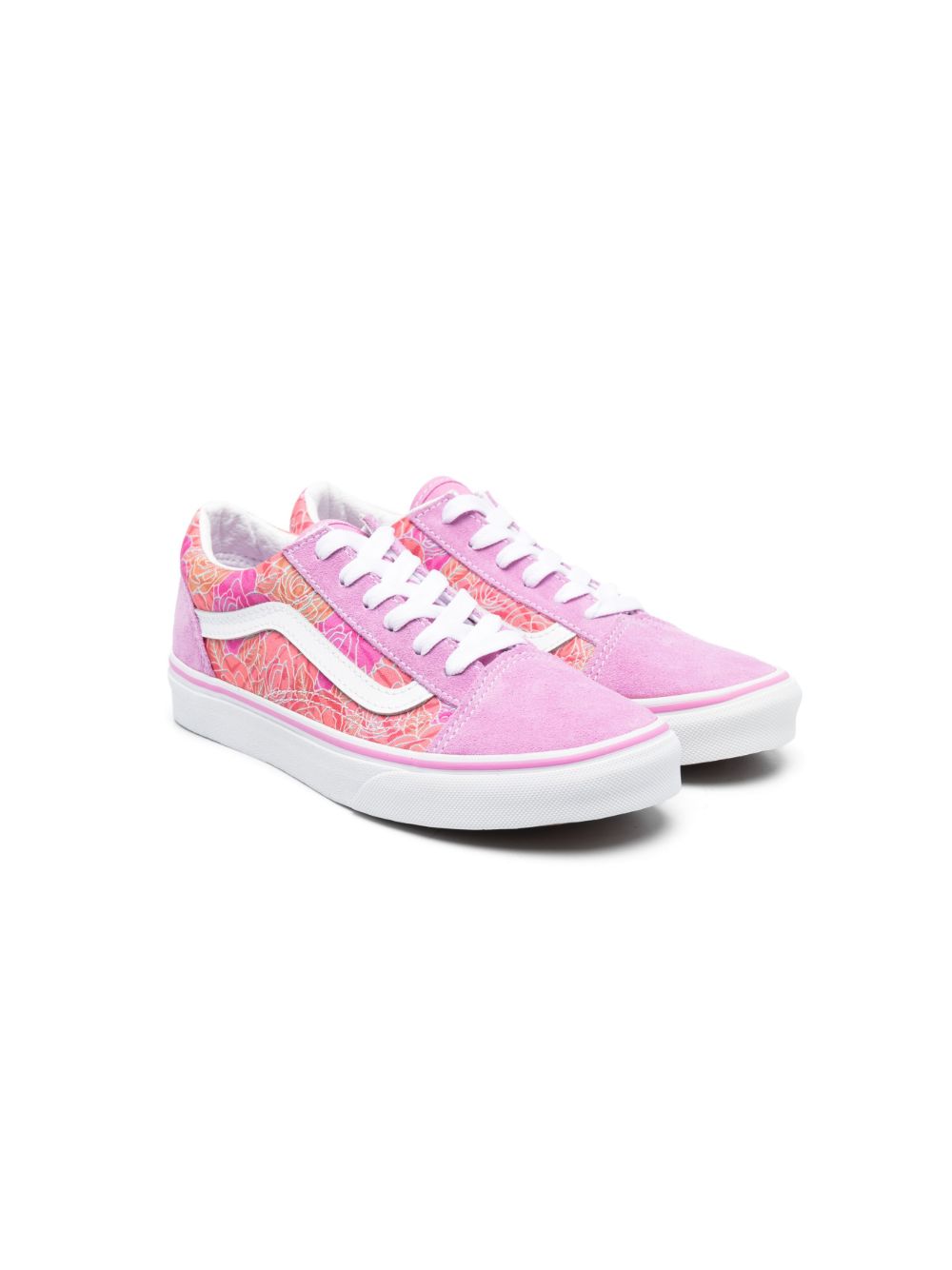 Vans Kids Old Skool 花卉印花运动鞋 - 粉色